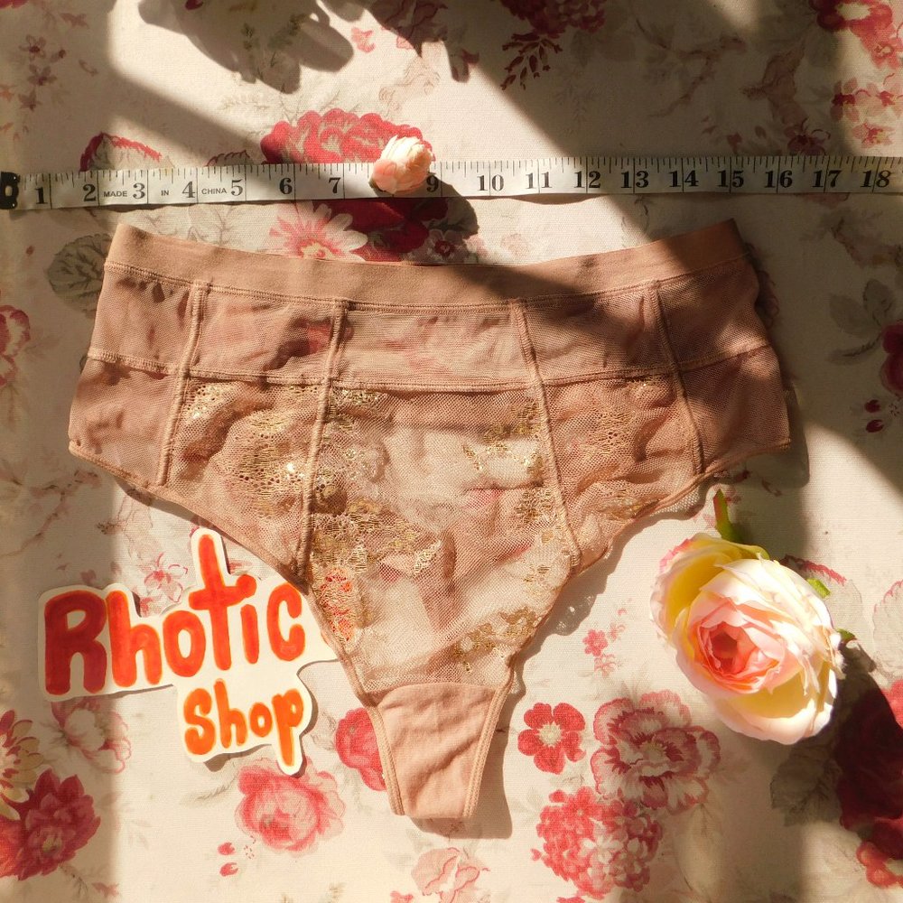 NWT Pink/Mauve Gold Foil High Waisted Thong
